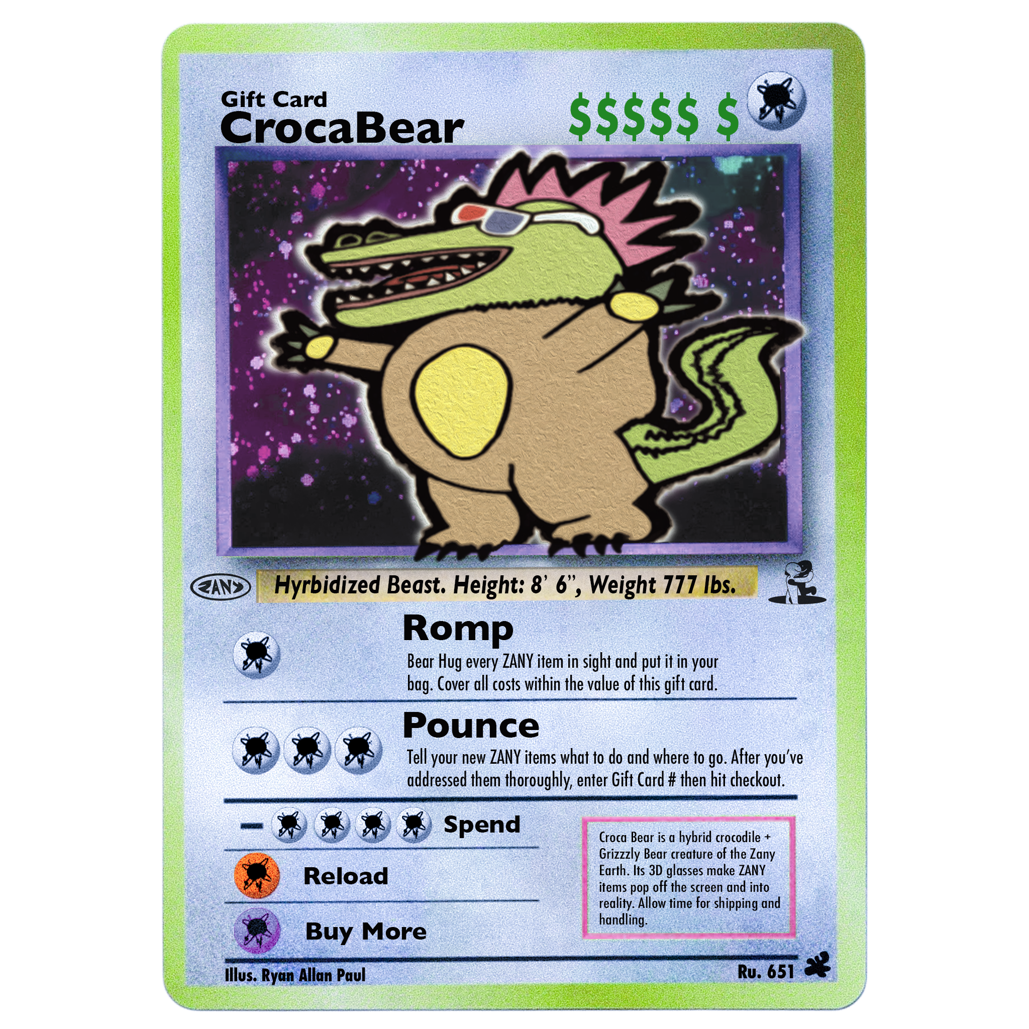 Super CrocaBear 3D Virtual Gift Card - ZANY
